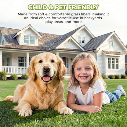 Artificial Grass Rug Indoor Outdoor, 8 x 8Inch Faux Grass Turf Sample, Realistic Artificial Lawn Rug Dog Pets Mat, Turf Carpet for Garden Lawn Landscape Balcony Patio Backyard Easter Decor