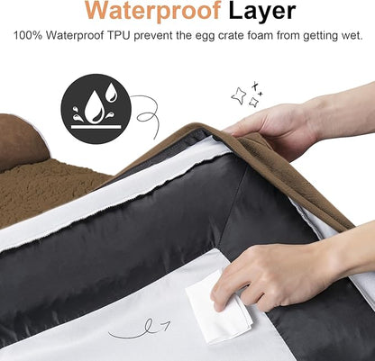 Medium Dog Bed Orthopedic Washable: Beds Bolster Medium Sized Dogs Bed Egg Crate Foam Couch Sofa Waterproof with Removable Cover - Dark Coffee