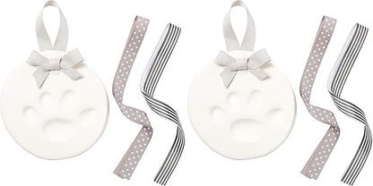 Pearhead Pet Paw Print Keepsake Ornament Kit,Memorial Clay Paw Impression for Dogs & Cats,DIY Hanging Pet Memorial with Ribbons,Pet-Keepsake Gift,(Pack of 2)