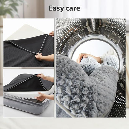 Orthopedic Dog Beds for Large Dogs,Waterproof Dog Bed, Egg Crate Foam Bed for Large Dogs, Big Pet Bed with Washable Removable Waterproof Pillow Cover and Anti-Slip Bottom, Grey