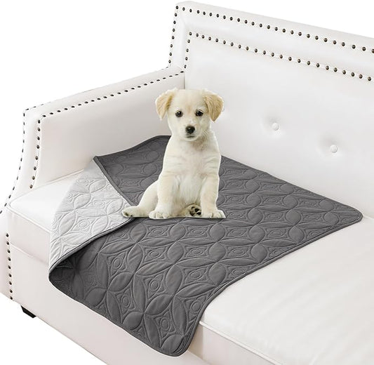 Waterproof Dog Blanket, 30x30 inches Small Pet Couch Covers for Sofa, Chair Bed Furniture Protector from Dogs Washable and Reversible-Lightgrey+Darkgrey