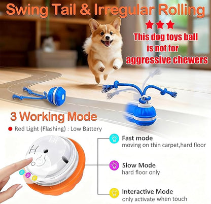 Interactive Dog Toys，Peppy Pet Ball for Dogs，Motion Activate Rolling Ball for Puppy/Medium Dogs，Active Rolling Dog Bal l Wicked Bal l for Daily Training, Dog Toys to Keep Them Busy (Orange)