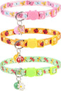 Breakaway Cat Collars with Bell & Cute Pendants, 3 Pack Safety Buckle Kitten Collars, Adjustable Pet Collar Ideal for Girl Boy Cats Puppy (Style A - Insect)
