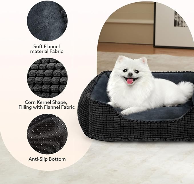 MIXJOY X-Large Dog Bed for Large, Medium, Small Dogs - Rectangle, Washable, Orthopedic, Soft Calming Sleeping Puppy Bed - Durable Pet Cuddler with Anti-Slip Bottom - XL (35"x25"x9")