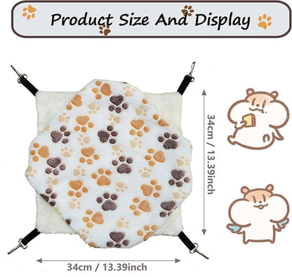 Cat Hammock for Cage, Soft Warm Hanging Bed for Kitten, Guinea Pig, Ferret, Rat, Chinchilla and Other Small Pets, Cozy Bunkbed 13.39"x13.39"