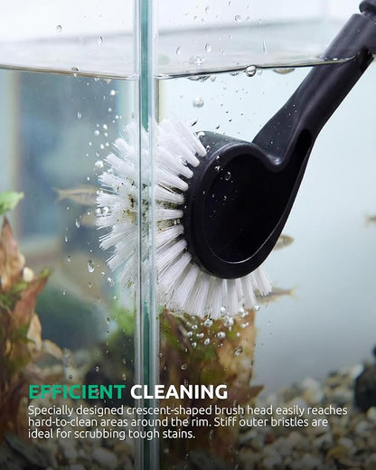 Aquarium Algae Scraper, Small Fish Tank Cleaner for Glass Algae Remover 5 in 1, Aquariums Cleaning kit with Seaweed Scraper, Flat Sponge, Fish Net, Clean Brush, Tube Brush for Freshwater, Nano Tanks