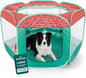 FurHaven Portable Pet Playpen for Dogs & Cats, Foldable Kitten Playpen with Mesh Sides, Pop Up Travel Dog Pen, Large, Green & Pink