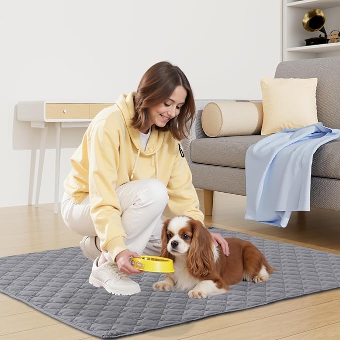 Smiry Waterproof Dog Bed Cover Blanket, Soft Reversible Pet Blanket, Washable Leakproof Cats Dogs Couch Cover for Sofa, Couch, Furniture (82x102 Inch, Grey/Dark Grey)