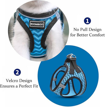 BOOMIBOO Dog Harness with Leash Set, No Pull Adjustable Reflective Step-in Puppy Pet Vest Harnesses for Small Medium Large Dogs and Cats,Pink XXS