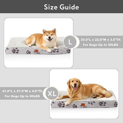 Waterproof Orthopedic Dog Bed for Large Medium Sized Dogs 35x22 Inch - Egg Crate Foam Pet Crate Bed with Removable Washable Cover, Plush Top Anti-Slip Bed Mat, Chocolate
