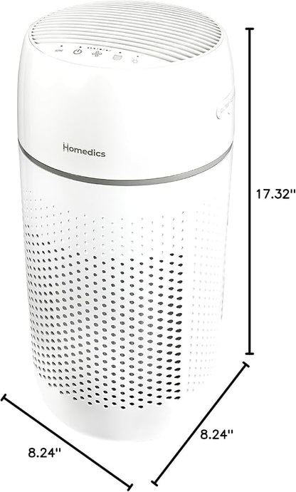 Homedics Air Purifier T22, 5-in-1 Tower Air Purifier, 99% HEPA-Type Filtration with UV-C Technology and Carbon Odor Filter, 4 Speeds, Essential Oil Aromatherapy Tray, for Medium Rooms