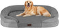 Dwanton Orthopedic Dog Bed for Large Dogs with Gel Memory Foam, Waterproof Dog Sofa, Washable Pet Bed with Four Sided Bolster Cushion, Removable Cover & Non-Slip Bottom, 42", Medium Gray