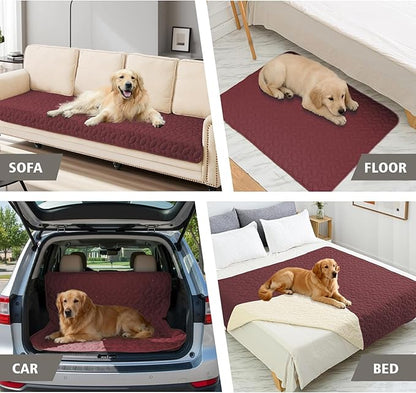 Ameritex Waterproof Pet Bed Cover Anti-Slip Dog Bed Blanket for Sofa and Furniture Waterproof New Pattern Design (Burgundy, 30x80 Inch (Pack of 1))