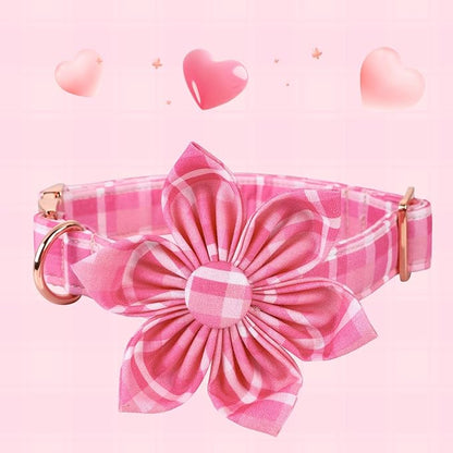 Lionheart Glory Dog Collar, Pink Dog Collar with Flower, Cute Floral Pattern Pet Collar Adjustable Pet Collar for Small Dogs