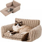 Hollypet Cat Bed Fluffy Plush Mutifuctional Double-Layer Soft Pet Couch Orthopedic Sofa Nest Beds for Small Cats and Dogs, Khaki (25x20x13 inch)