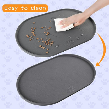 100% Waterproof 1.0" Raised Edge BPA Free Silicone Dog Food Mat, Pet Cat Feeding Mats Contain Spills Protects Floors, Placemats for Cats and Dogs Water Bowl Dishwasher XXL Large.