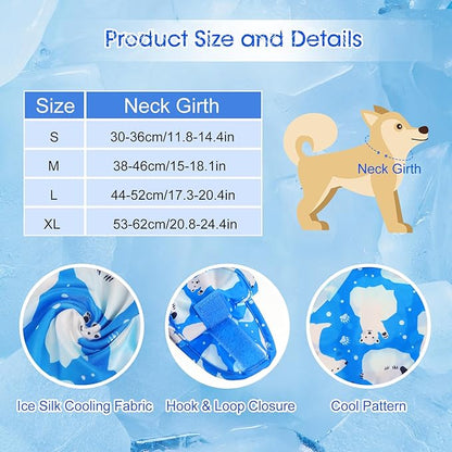 Talltalk 5 Pieces Dog Cooling Bandanas Neck Wraps Ice Scarf Pet Dog Cooling Collar Hunting Training Hiking Camping Accessories for Summer(M)
