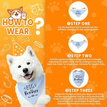 Big Brother Dog Bandanas, Pet Dog Triangle Scarf for Small Medium Large Pet, Baby Announcement Dogs Bandana Pets Scarf (Big Brother)