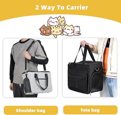 Cat & Dog Carrier for Pets Up to 15 Lbs, Airline Approved Soft-Sided Collapsible Pet Carrier for Cats & Dogs, Cat Carrier with Breathable Mesh, Padded Interior – Ideal for Car Rides, Daily Use(Black)