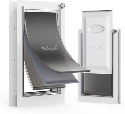 Baboni 3-Flaps Pet Door for Interior and Exterior Doors, Steel Frame and Telescoping Tunnel, Strong and Durable Dog Door (Pets Up to 100 Lb) -Large
