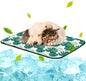 NWK Pack of 4 Pet Cooling Mat - Ice Silk Cooling Mat for Dogs & Cats Portable & Washable Pet Cooling Blanket, Car Seats, Beds for Summer (4pcs, Green Leaf, 27’’ X 20’’ X 0.3)