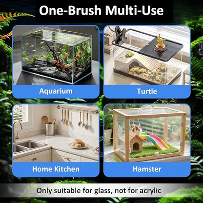 Fish Tank Cleaner with Five Sided Sponge Brush and Long Handle Aquarium Scrubber Alage Scraper for Glass Aquariums Terrarium Home Kitchen(3Pack)