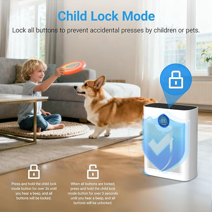 Air Purifiers for Home Large Room Up to 2216 Ft², Cobectal Pet Air Cleaner with H14 True HEPA 3-in-1 Filter, PM2.5 Air Quality Sensor, Aroma Function, Room Air Purifier for Home, Office, RVs, White