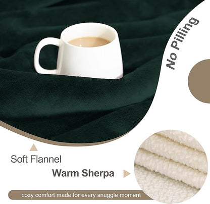 gogobunny Waterproof Bed Blanket, Reversible Sherpa Fleece Throw Blanket for Dog Puppy Cat, Furniture Cover Protects Bed Couch Sofa from Liquid Pee and Pet Fur (Forest Green, 30x40 inches)