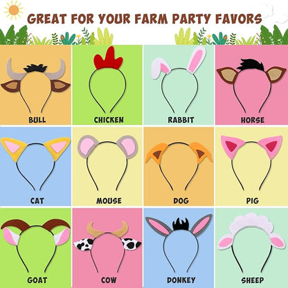 CiyvoLyeen Puppy Dog, Farm Animals Ear Headbands, for Birthday Party Decoration, Zoo Farmhouse Birthday Party Favors Supplies
