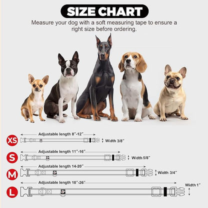 azuza Reflective Dog Collar,Soft Neoprene Padded Pet Collar with ID Tag Ring,Adjustable for Small Dogs,Red,S