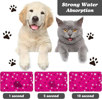 Dog Food Mat, Absorbent Water Bowl Mats Cat Pet Feeding Placemats Pink 17 * 30 inch