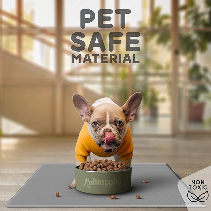 Dog Food Mat - 24x15 Raised Edges Dogs Mat for Food and Water Prevent Spill, Waterproof Cat Food Mats Protect Floors, Easy Clean Dog Bowl Mats for Food and Water, Silicone Pet Feeding Placemats