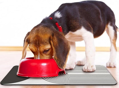 Dog Food Mats for Floors Waterproof, Cat Water Bowl Mats Pet Feeding Absorbent Mat Placemats for Food and Water Black Bohemia 12 * 20 inch