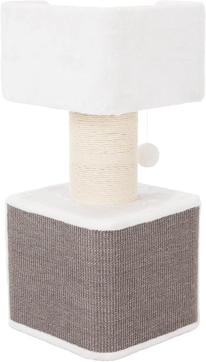 Trixie Ava Cat Tree – Cat Tower with Condo & Thick Scratching Post, Includes Removable Cushions – Indoor Cat Furniture for Scratching & Climbing – Gray, 16.5" x 16.5" x 33.9"
