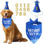 Dog Birthday Party Supplies, Blue Dog Birthday Set with Hat Bandana Numbers for Small Boy Pets Puppy