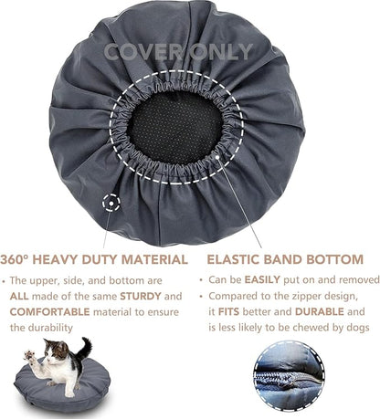 Dog Bed Cover Waterproof Replacement Machine Washable Covers for Dog Bed Heavy Duty Scratch Resistant Mattress Protector Pet Bed Round 24x24 Inch Cover Only