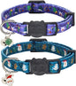 Christmas Cat Collar, Cotton 2 Pack Cat Collar with Bells, Breakaway Collars for Girl Boy Kittens, Santa