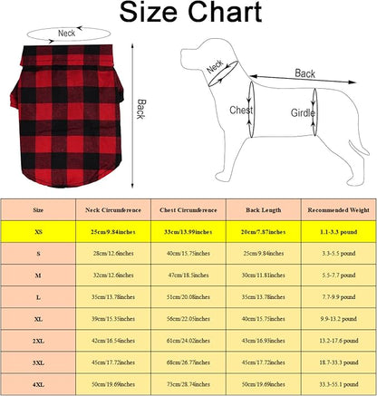 Tongcloud 3 Pack Plaid Puppy Cat Shirt - Cute Dog Shirts for Small Dogs and Cats - Birthday Party and Holiday Photo