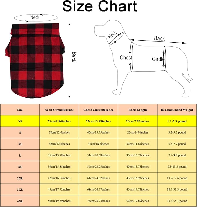 Tongcloud 3 Pack Plaid Puppy Cat & Dog Shirts for Extra Small Dogs & Cats - Birthday Party & Holiday Photos (Red, Blue & White, XX-Large)