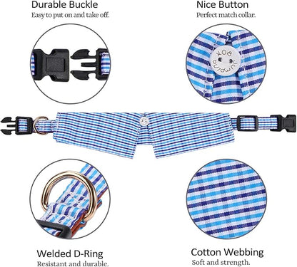 Faleela Cotton Plaid Shirt Style Dog Collar Soft Cute,Boy Dog Collar with Quick-Release Buckle,Adjustable Bow Tie Collar for Small Medium Large Dogs