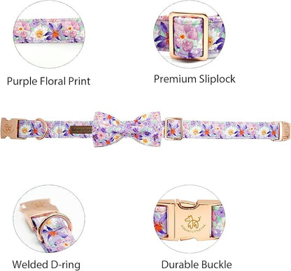 Elegant little tail Dog Collar, Rose Print Pet Collar Summer Dog Collar Durable Metal Buckle Dog Collars Cotton Pet Adjustable Dog Collars for X-Small Dogs