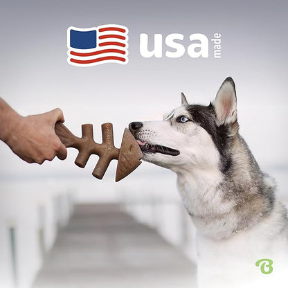 Benebone Tiny 2-Pack Fishbone Durable Dog Chew Toys, Real Fish Flavor, Made in USA