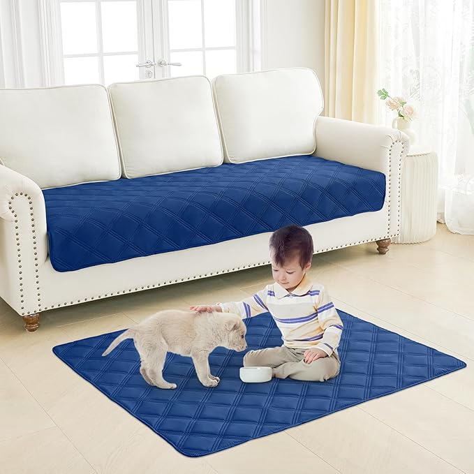 Smiry Waterproof Dog Bed Cover Blanket 40x80, Soft Reversible Pet Blanket, Washable Leakproof Cats Dogs Couch Cover for Sofa, Couch, Furniture, Navy/Navy