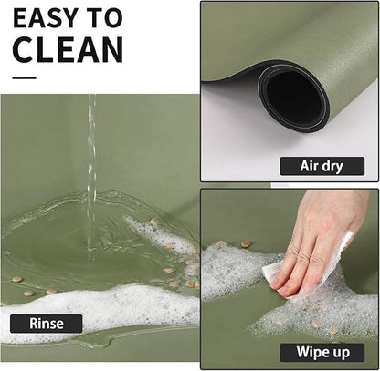 Dog Food Mat - Absorbent Cat Mat for Food and Water, No Stains Pet Feeding Bowl Mat, Easy to Clean Pet Placemats, Quick Dry Dog Water Dispenser Mat for Messy Drinkers | Green 16"x 24"