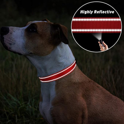 TagME Reflective Nylon Dog Collars, Adjustable Classic Pet Collar with Quick Release Buckle for Extra Large Dogs, Red, 1¼" Width
