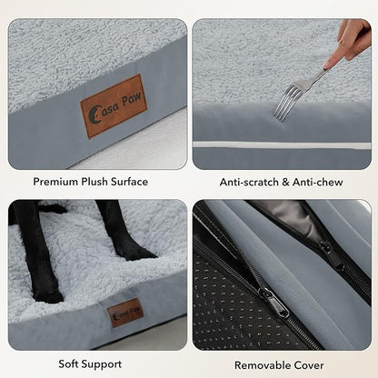 Orthopedic Dog Beds for Large Sized Dogs, Waterproof Egg Crate Foam Medium Dog Couch Beds for Crate 35x22Inch, Washable Pet Beds with Removable Cover and Nonskid Bottom, Grey