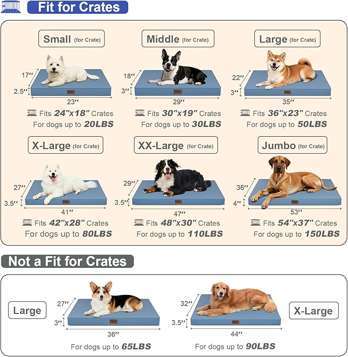 Outdoor Extra Large Dog Bed, Jumbo Waterproof Dog Bed for Large Dogs, Orthopedic Egg Crate Foam Pet Mat with Removable Oxford Cooling Cover, Blue