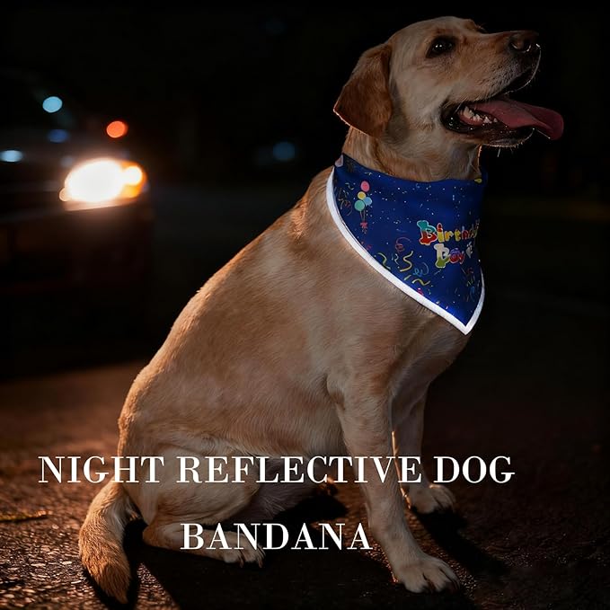 Birthday Dog Bandanas Boy,Blue Reflective Dogs Scarfs for Birthday Party Decorations Supplies for Dogs Pet Accessories,Cat Dogs Triangle Pet Scarves for Small Dogs Outfit,S
