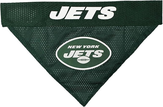 Pets First NFL DOG BANDANA - NEW YORK JETS REVERSIBLE PET BANDANA. 2 Sided Sports Bandana with a PREMIUM Embroidery TEAM LOGO, Small/Medium. - 2 Sizes & 32 NFL Teams available