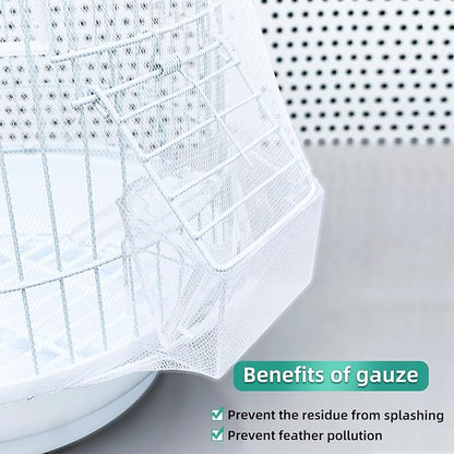 Bird Cage Seed Catcher, Seed Catcher Guard Net Cover, Parrot Nylon Mesh Net Cover, Universal Soft Airy Cage Net Stretchy Skirt for Round Square Cages (Solid-White, 15.7" x87")